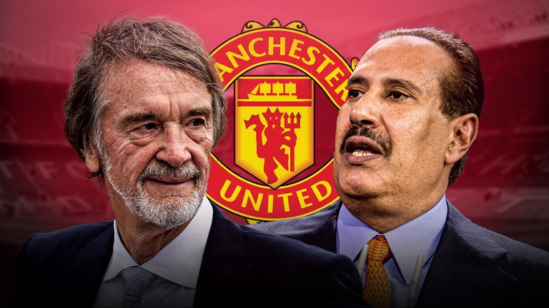 Sir Jim Ratcliffe (left) and Qatari investors have a bid for Manchester United