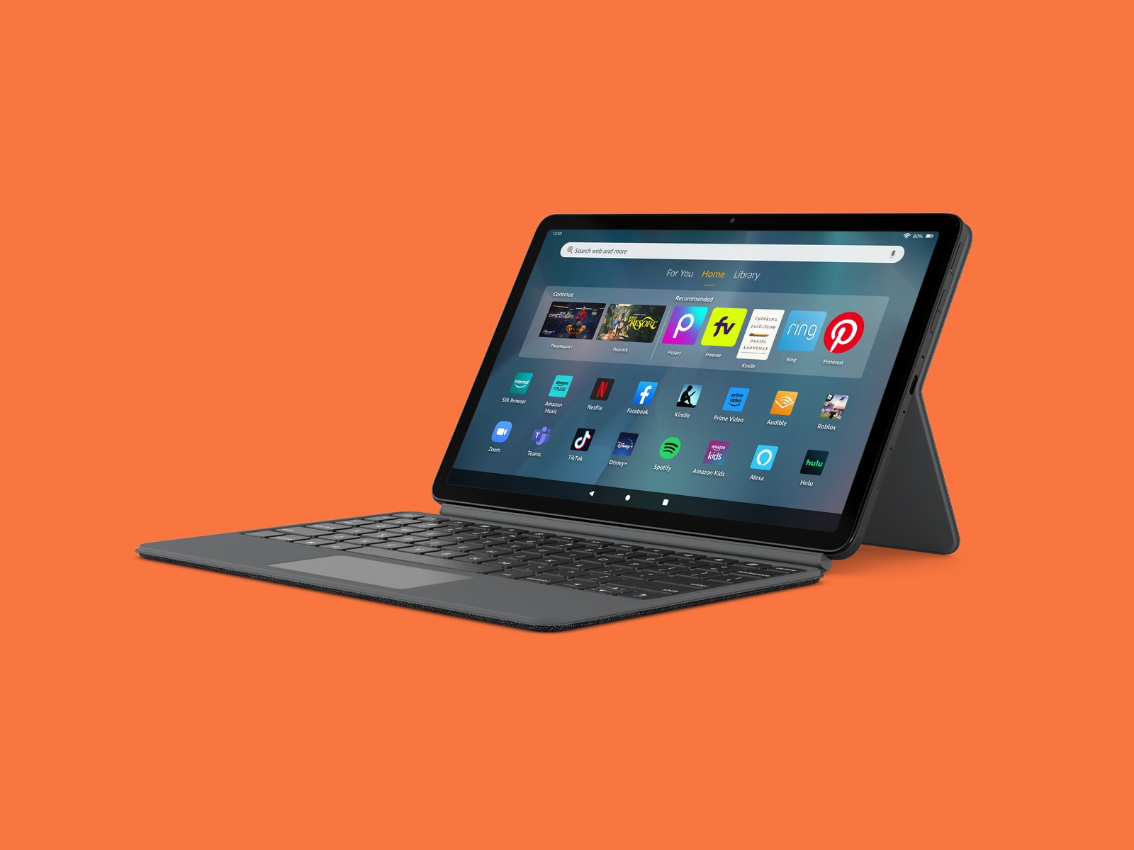 Amazon Fire Max 11 tablet with attached keyboard