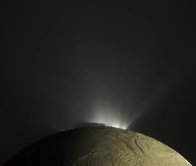 Saturn's Moon Enceladus With Plume
